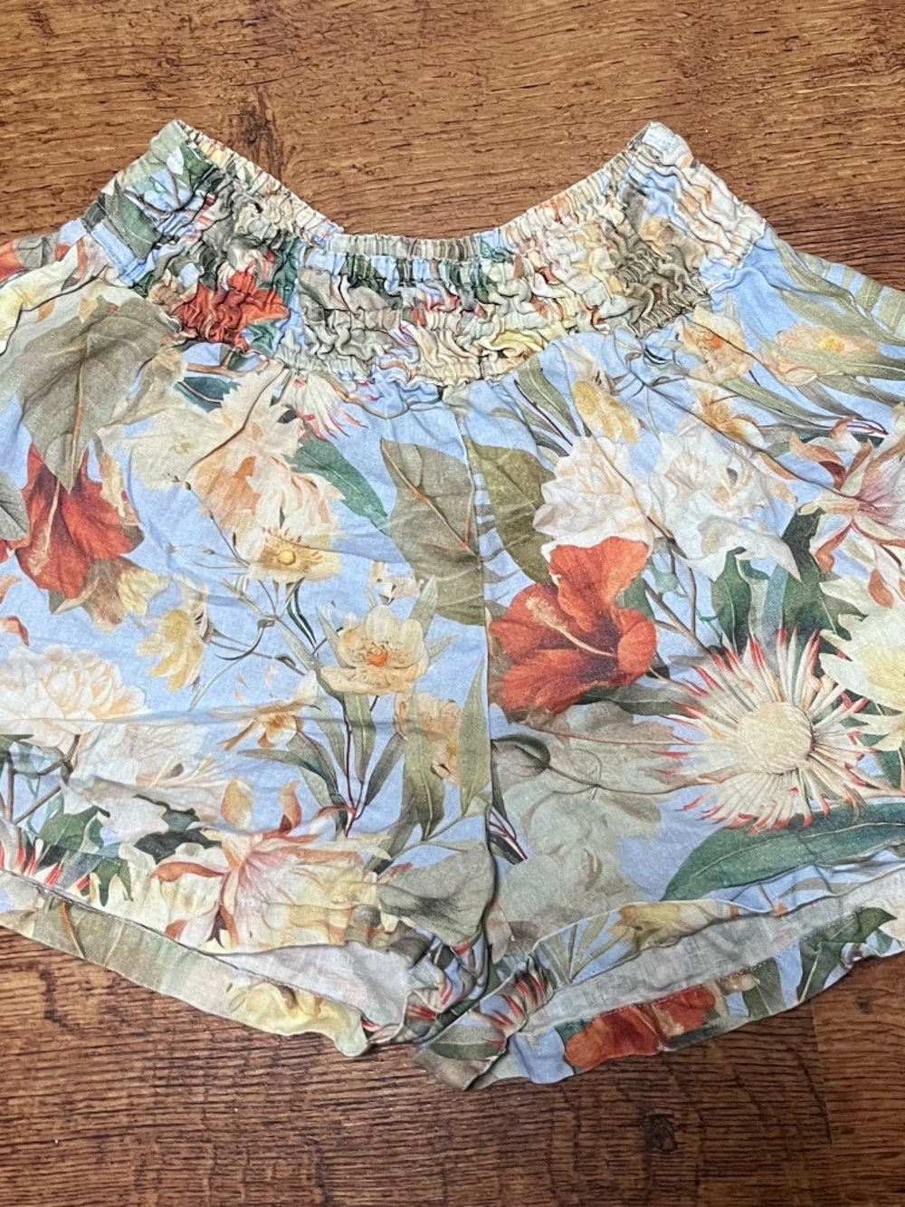 Anthropologie Linen Floral Shorts XS Summer Vacation Breathable Cruise Pockets